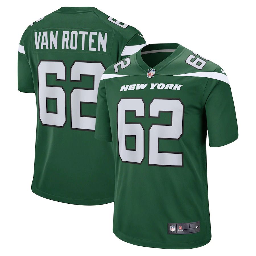 Men New York Jets 62 Greg Van Roten Nike Gotham Green Game NFL Jersey